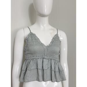 Ocean Drive Y2K Babydoll Top Women’s M Plaid Halter Coquette Cottagecore Boho